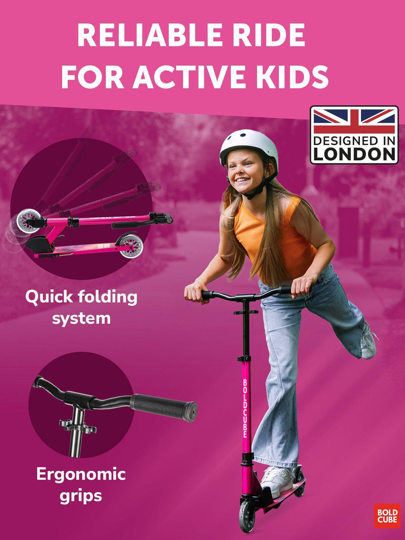 Boldcube Deluxe 2 Wheel Foldable Scooter Fuchsia (British brand)