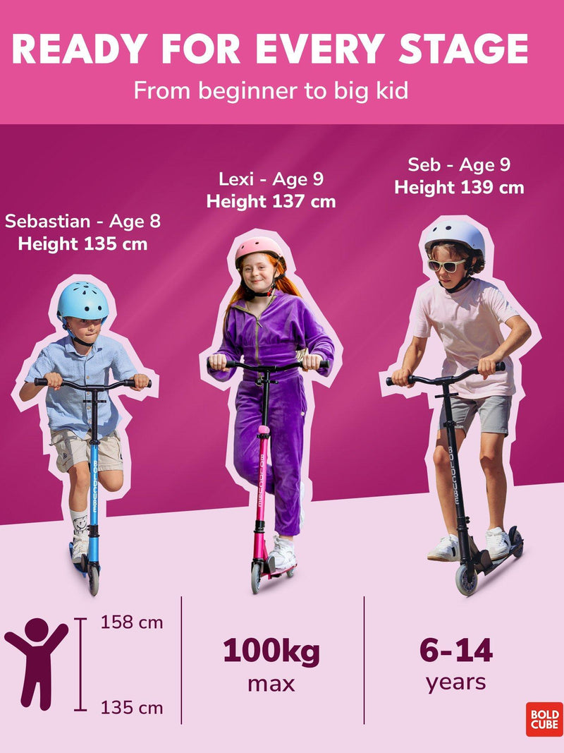 Boldcube Deluxe 2 Wheel Foldable Scooter Fuchsia (British brand)