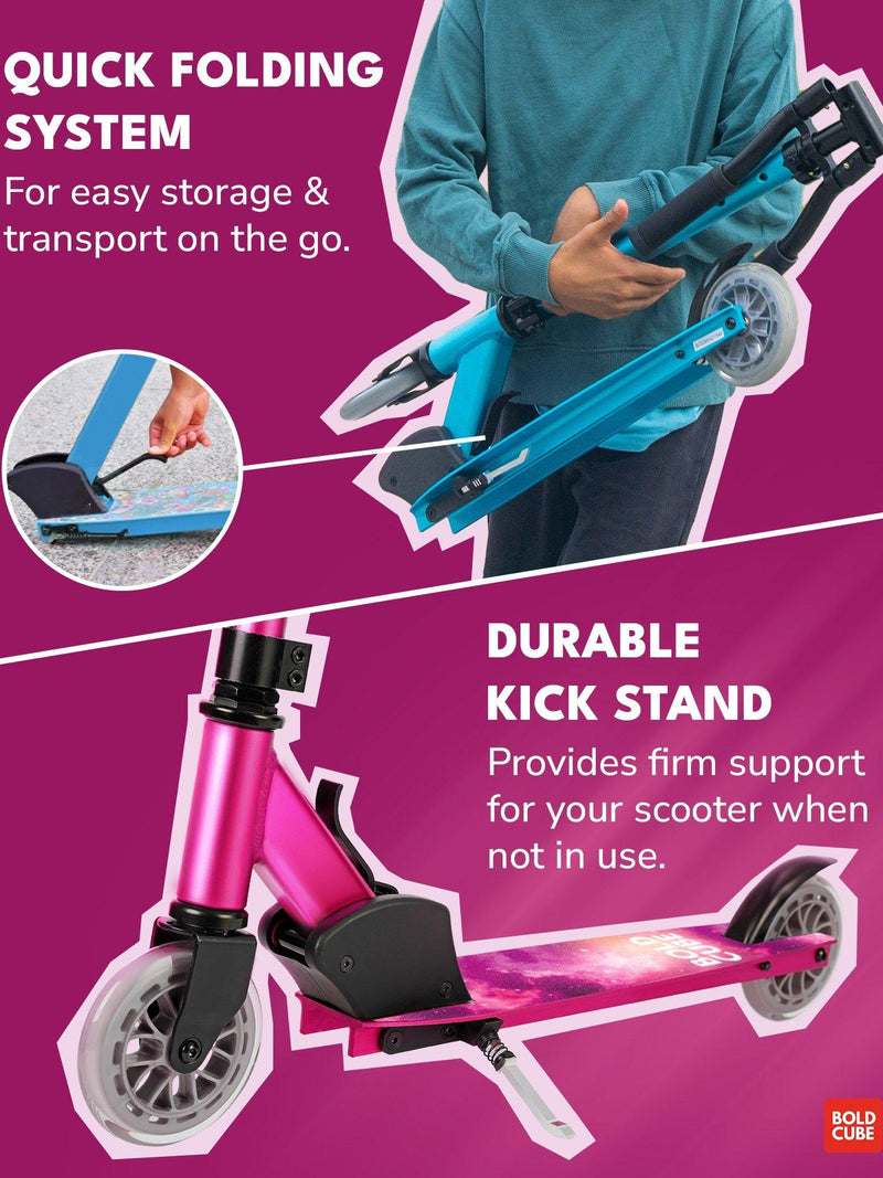 Boldcube Deluxe 2 Wheel Foldable Scooter Fuchsia (British brand)