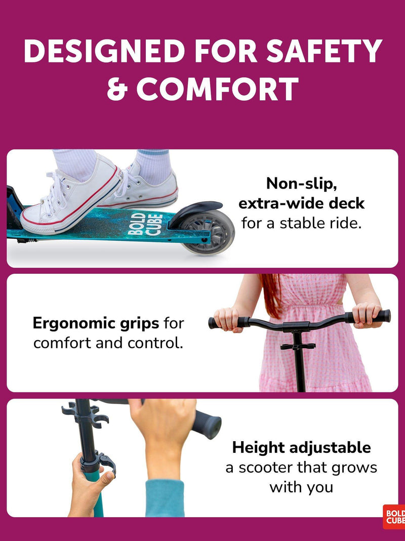 Boldcube Deluxe 2 Wheel Foldable Scooter Fuchsia (British brand)