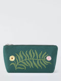 John Lewis small embroidered floral pouch bag green (British brand)