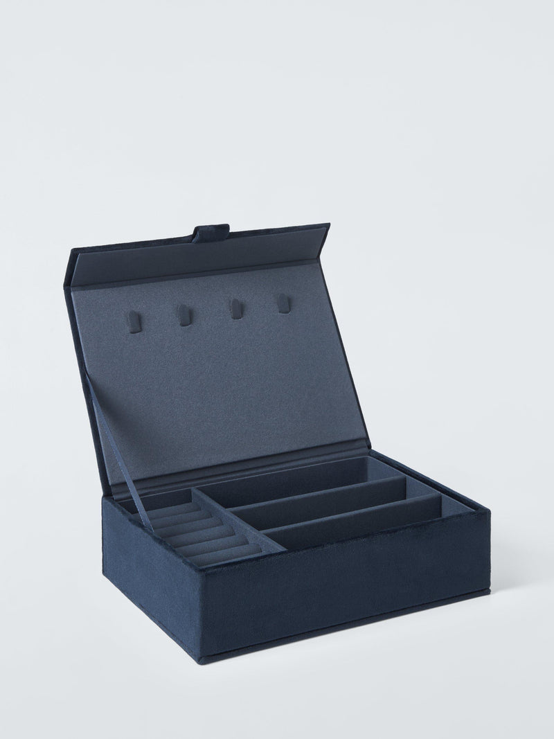 John Lewis Archive embroidered floral jewellery box navy, UK version