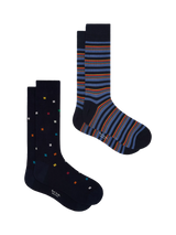 John Lewis Paul Smith Cotton Rich Stripe & Square Socks, Pack of 2, Black- Buy online at McGrocer