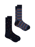 Paul Smith cotton rich stripe and square socks pack of 2 black (British brand)