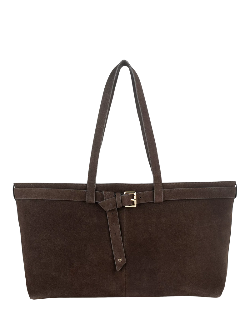 Apatchy London Esme East West suede shoulder bag, imported from the UK