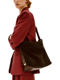 Apatchy London Holly woven suede handbag chocolate (British brand)