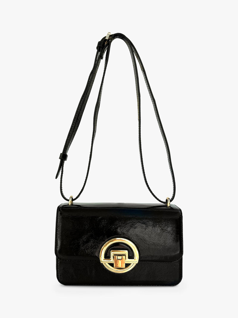 Apatchy London Tilly leather shoulder bag, crinkle patent - British product