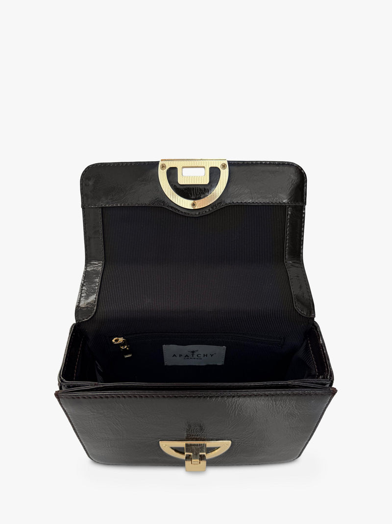 Apatchy London Tilly leather shoulder bag, crinkle patent - British product