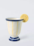 John Lewis stoneware cup hand-painted striped white blue 230ml - British product