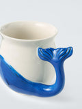 John Lewis hand painted stoneware whale mug 530ml blue white, UK version