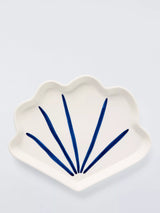 John Lewis John Lewis Hand Painted Stoneware Shell Side Plate, White/Blue, 21.5cm- Buy online at McGrocer