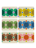 Orla Kiely Atomic Flower cork-backed placemats set of 6 assorted, imported from the UK