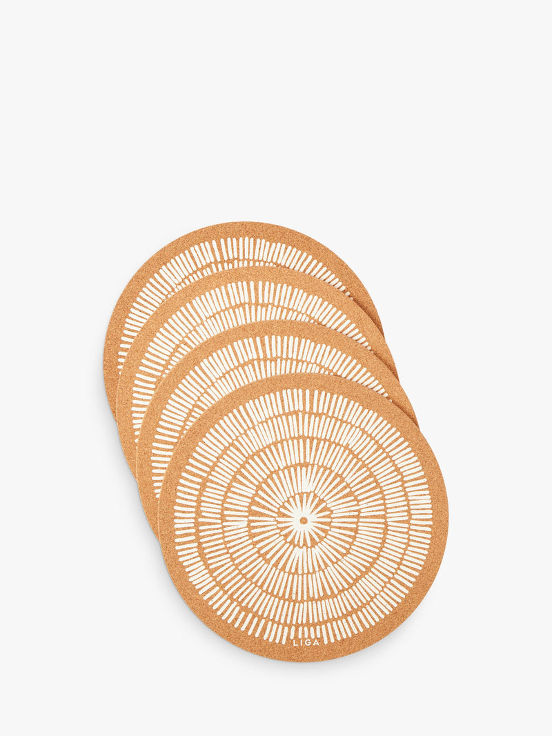 LIGA round cork placemats 30cm set of 4 - British product