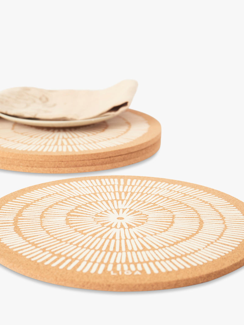 LIGA round cork placemats 30cm set of 4 - British product