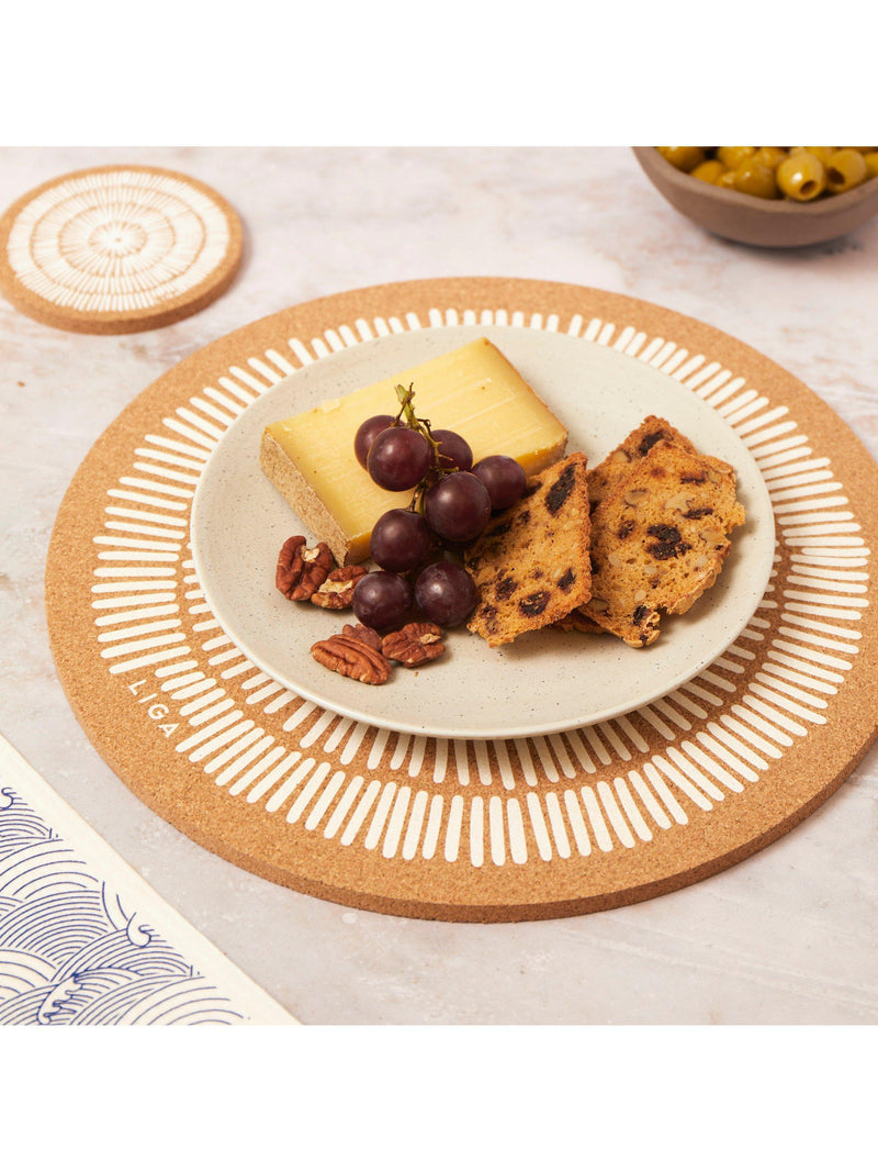 LIGA round cork placemats 30cm set of 4 - British product