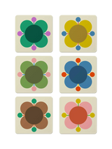 John Lewis Orla Kiely Atomic Flower Cork-Backed Coasters, Set of 6, Assorted- Buy online at McGrocer