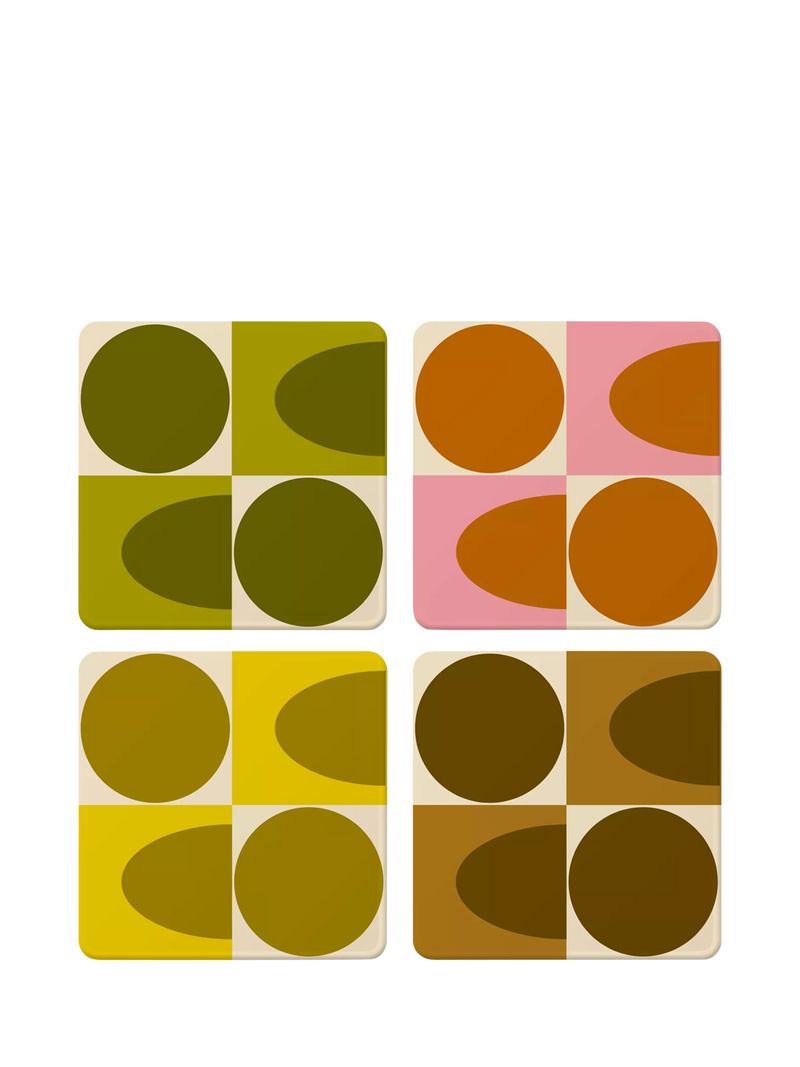 Orla Kiely square coasters set of 4, imported from the UK