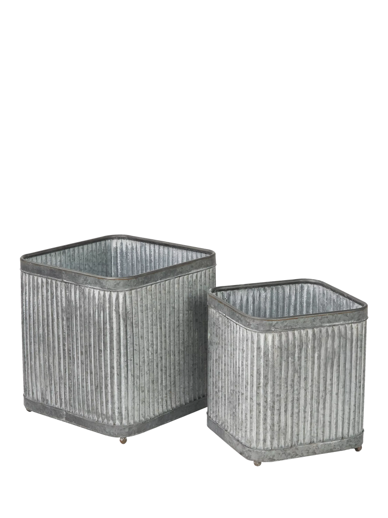 Pacific square zinc planters set of two sizes, UK version