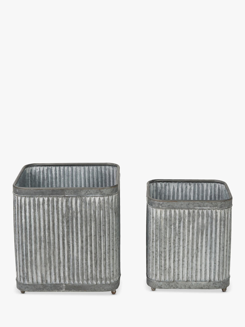Pacific square zinc planters set of two sizes, UK version