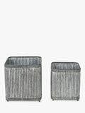 Pacific square zinc planters set of two sizes, UK version