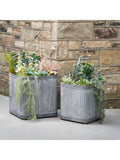 Pacific square zinc planters set of two sizes, UK version