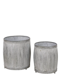 Pacific ribbed zinc outdoor planters set of two (British brand)