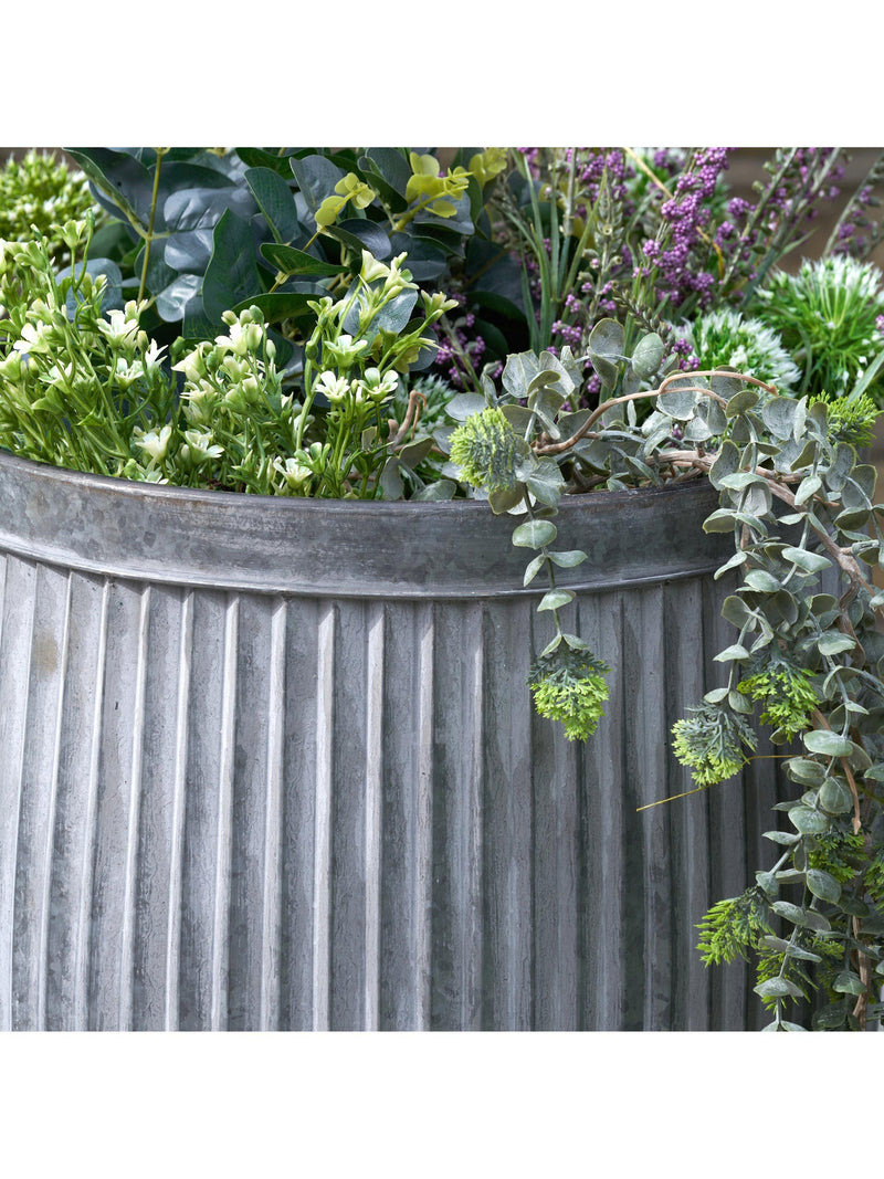 Pacific ribbed zinc outdoor planters set of two (British brand)
