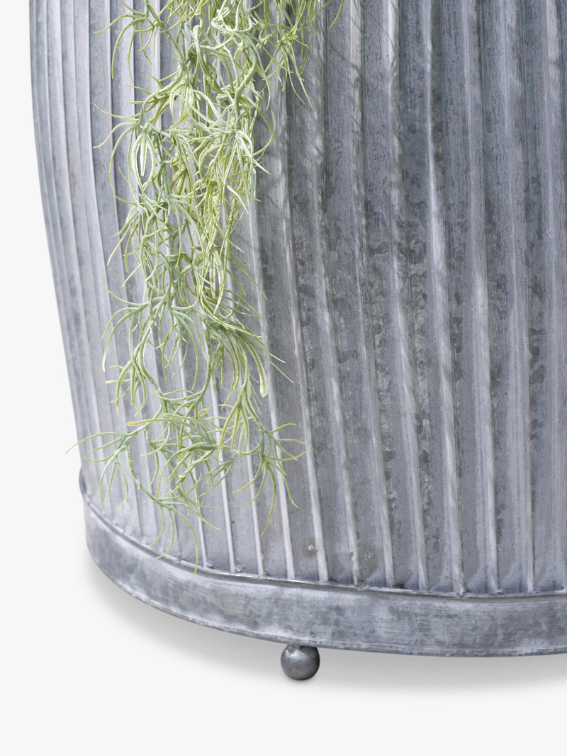 Pacific ribbed zinc outdoor planters set of two (British brand)