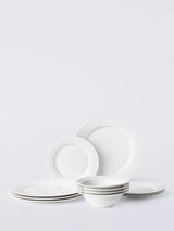 John Lewis John Lewis Lattice Fine China Dinnerware Set, 12 Piece, White- Buy online at McGrocer