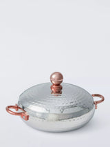 John Lewis John Lewis Hammered Stainless Steel Serve Dish & Lid, Silver/Copper, 22cm- Buy online at McGrocer