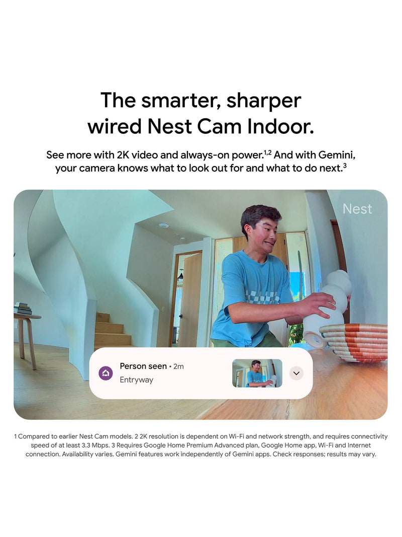 Google Nest Cam Indoor wired security camera Snow - British product