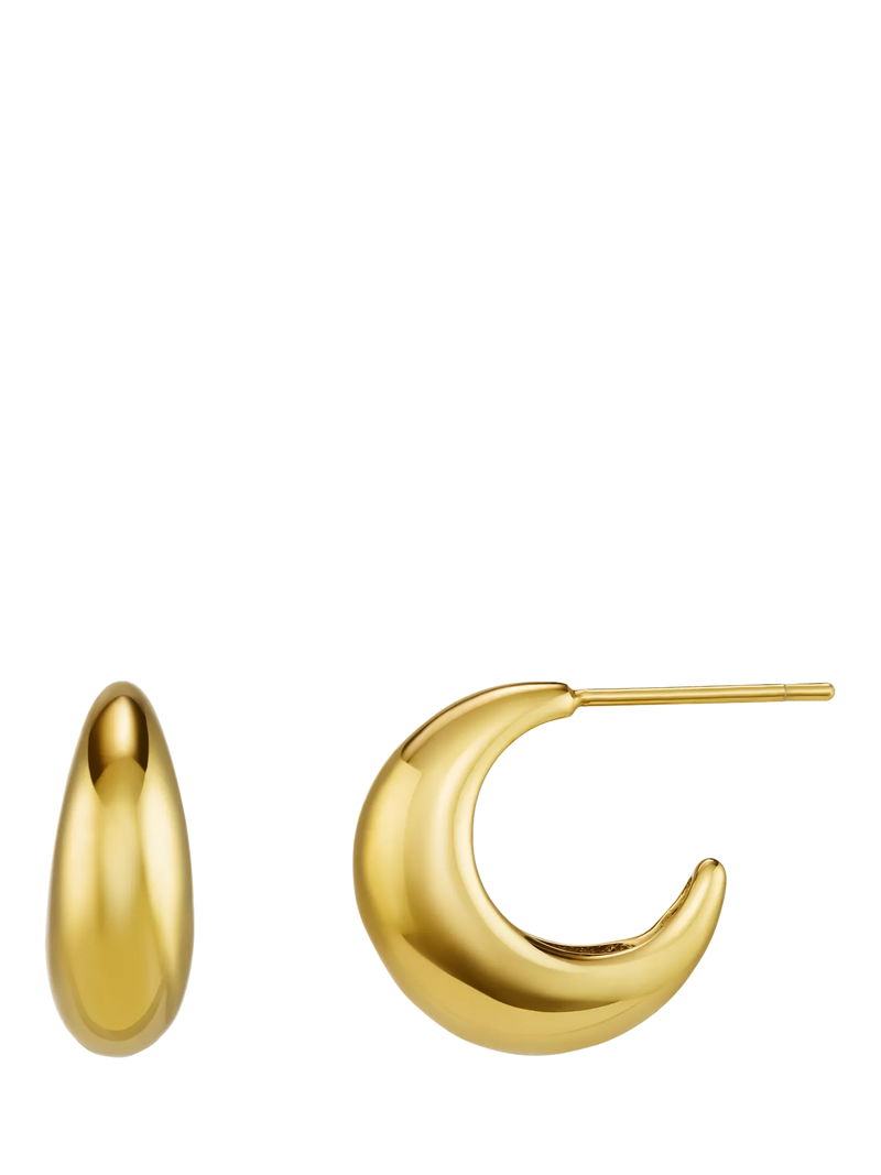 Orelia LUXE tapered dome hoop earrings pale gold, imported from the UK