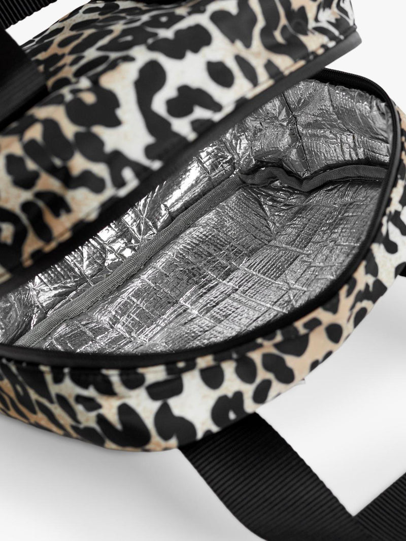 Finnsøn Ebba Cool Bag leopard print, lightweight insulated bag (British brand)