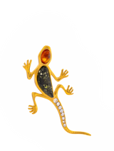 John Lewis Be-Jewelled Baltic Amber Lizard Brooch, Gold/Multi- Buy online at McGrocer