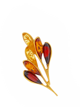John Lewis Be-Jewelled Baltic Amber Leaf Brooch, Gold/Multi- Buy online at McGrocer