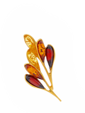 Be-Jewelled Baltic Amber leaf brooch gold multi - British product
