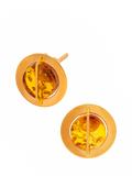 Be-Jewelled Baltic amber stud earrings gold cognac - British product