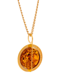 Be-Jewelled amber pendant necklace gold and cognac - British product
