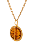 Be-Jewelled amber pendant necklace gold and cognac - British product