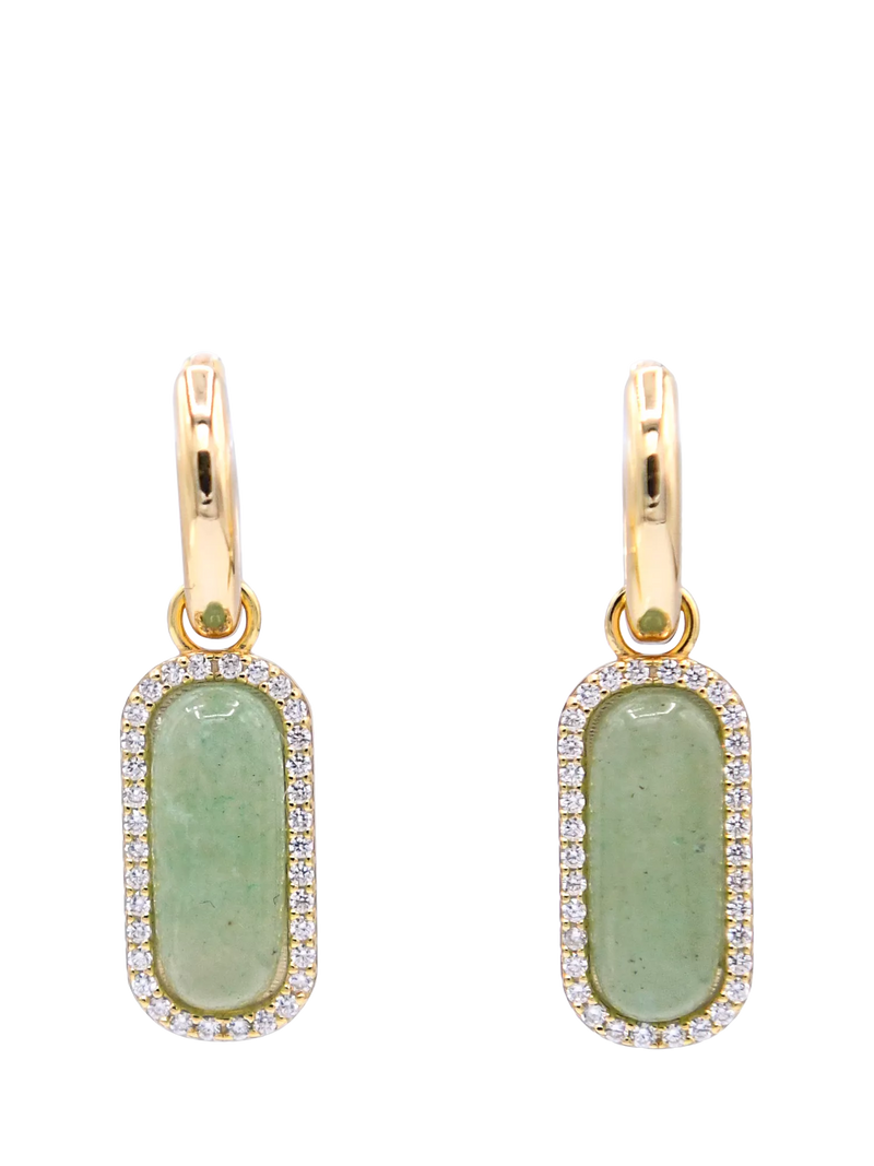 My Jewellery List mini hoop drop earrings with aventurine - British product