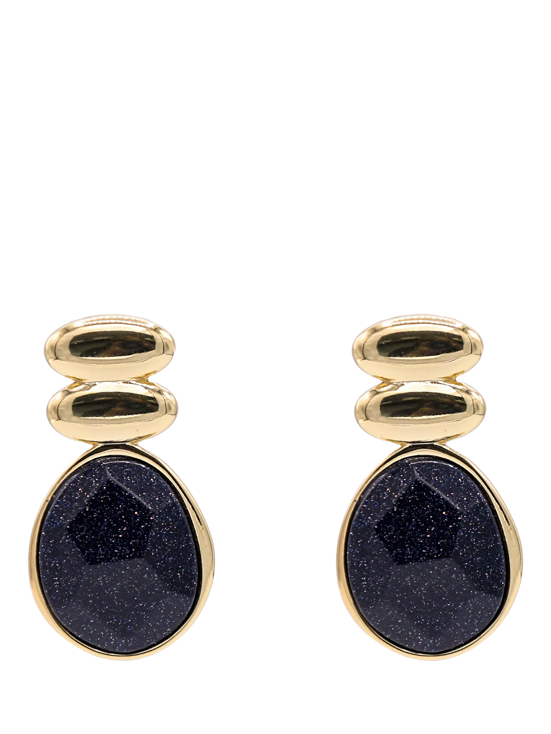 My Jewellery List faceted chunky earrings blue sandstone gold plated, UK version