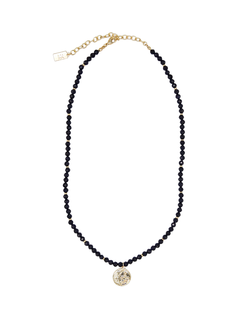 Tess Daly Celestial Charm Necklace yellow gold beaded, imported from the UK
