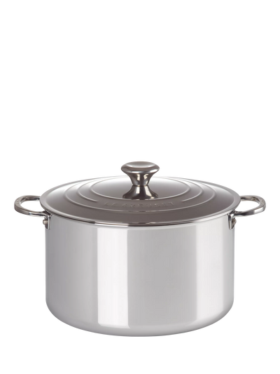 John Lewis Le Creuset Signature 3-Ply Stainless Steel Stockpot and Lid 28cm- Buy online at McGrocer
