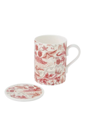 Morris & Co. Strawberry Thief bone china mug and coaster set 340ml (British brand)