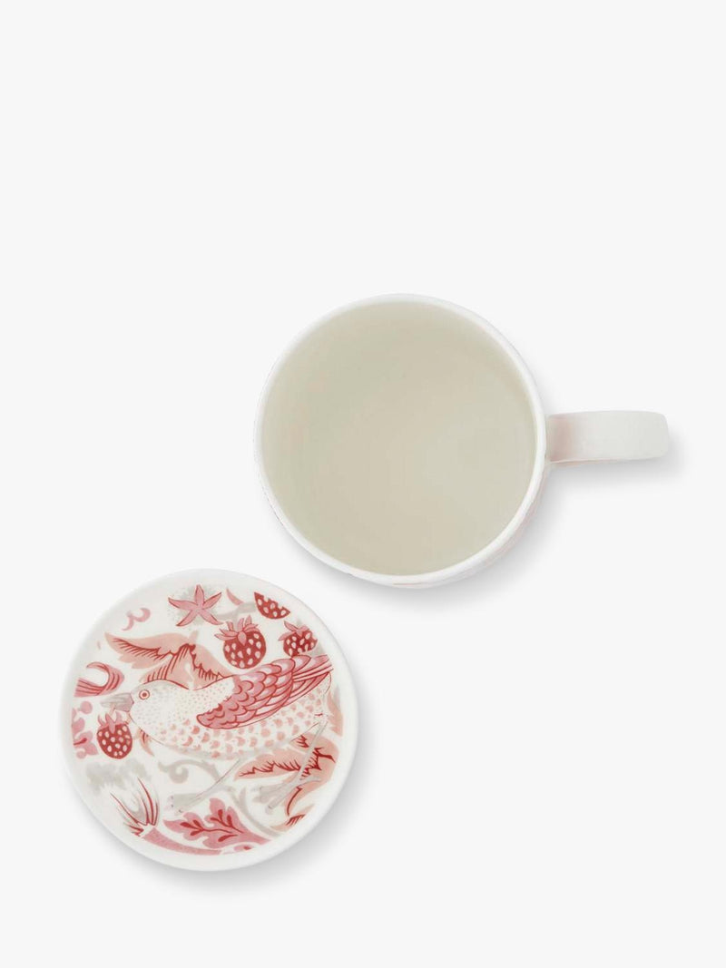 Morris & Co. Strawberry Thief bone china mug and coaster set 340ml (British brand)