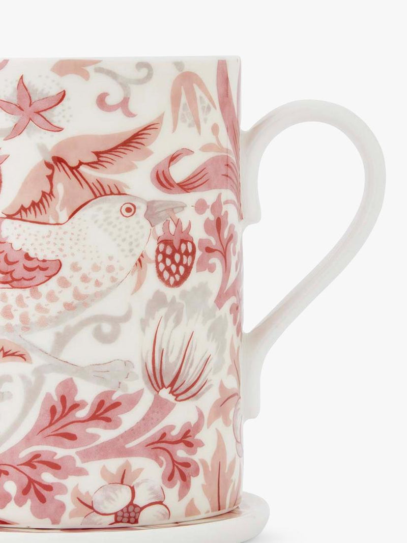 Morris & Co. Strawberry Thief bone china mug and coaster set 340ml (British brand)