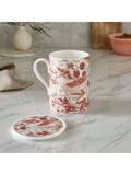 Morris & Co. Strawberry Thief bone china mug and coaster set 340ml (British brand)