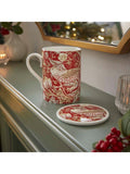 Morris & Co. Strawberry Thief bone china mug and coaster set 340ml (British brand)