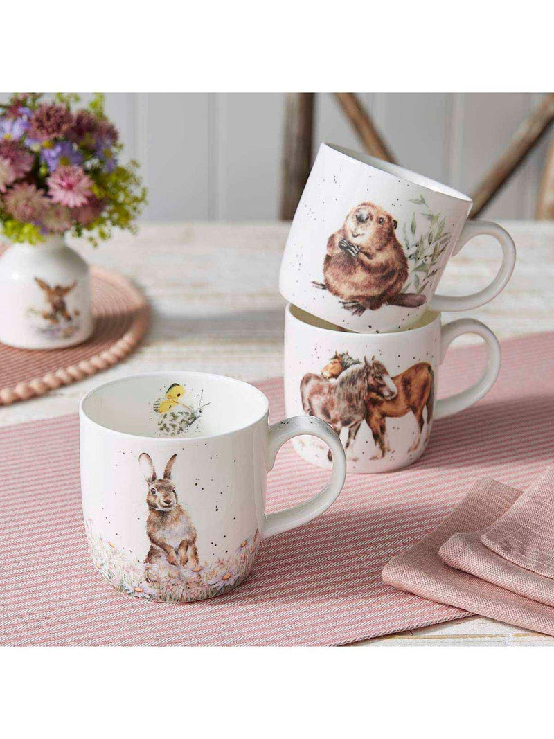 Wrendale Designs fine bone china fresh as a daisy hare mug 310ml - British product