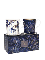 John Lewis Sara Miller Anniversary Collection Fine China Mug & Coaster Set, Indigo/White, 344ml, Set of 2- Buy online at McGrocer